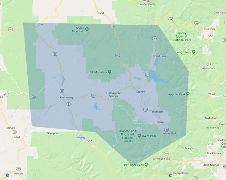 Our service area is the Greater Winter Park, CO region.